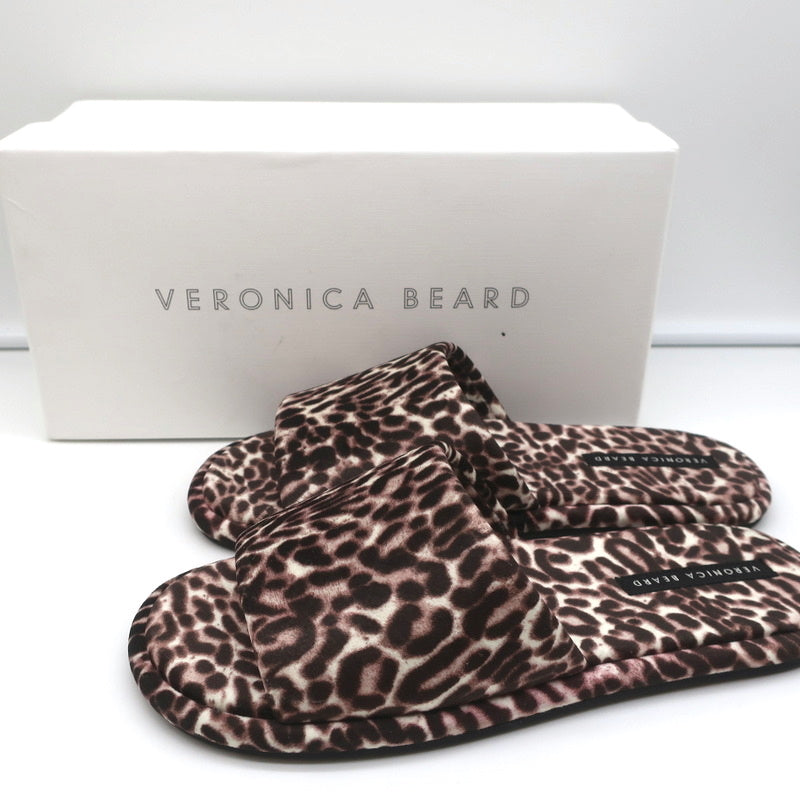 Veronica Beard Slipper Sandals Gillian White/Espresso Leopard Print Size 8 NEW product image 1, provided for visual