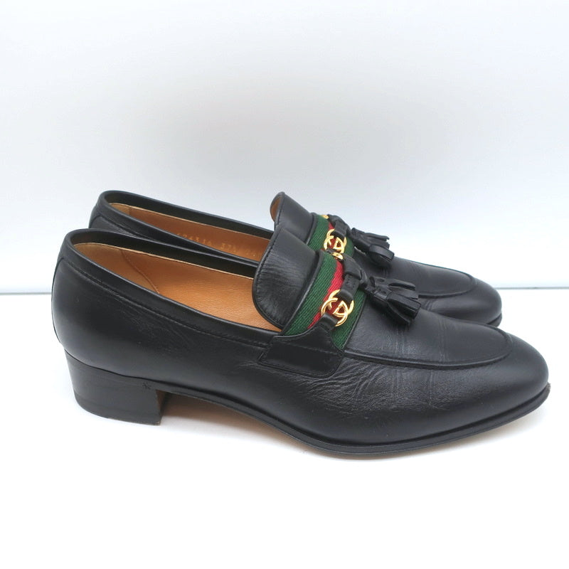 Gucci Paride GG Tassel Loafers Black Leather Size 37.5 product image 3, provided for visual reference and product detail