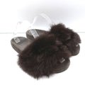 Brunello Cucinelli Monili-Trimmed Fur Slide Sandals Brown/Gray Size 41 product image 1, provided for visual reference and