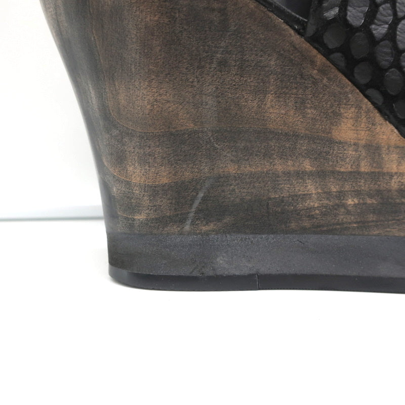 Calleen Cordero Platform Wedge Sandals Felipa Black Snake-Print Leather Size 6 product image 3, provided for visual