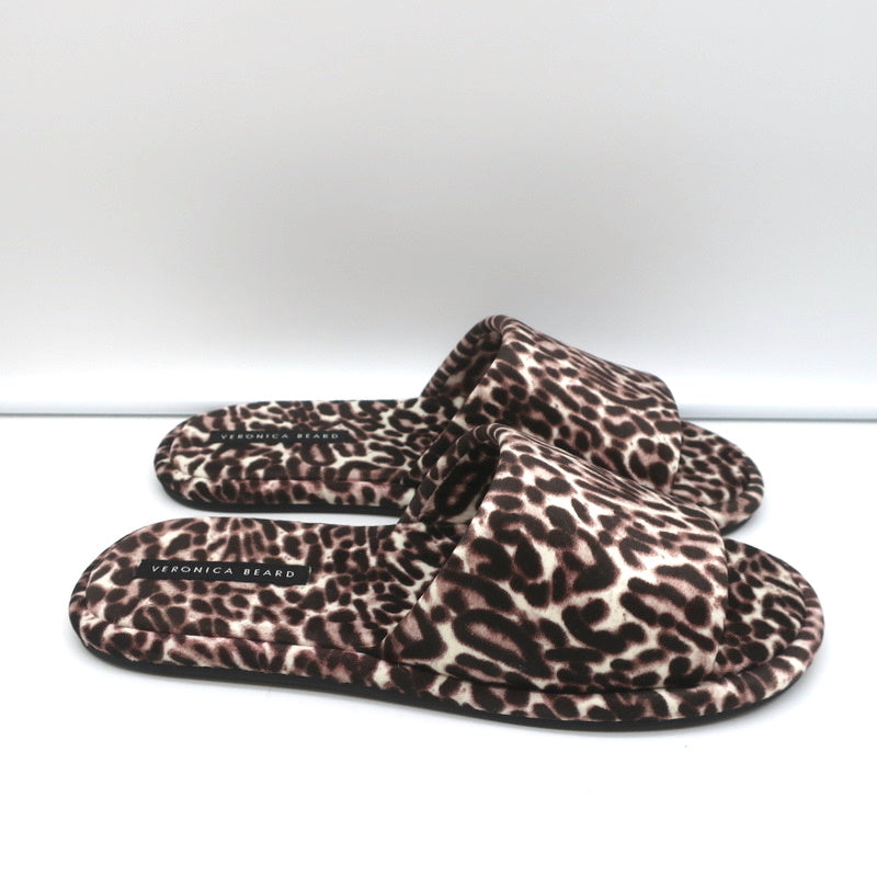 Veronica Beard Slipper Sandals Gillian White/Espresso Leopard Print Size 8 NEW product image 3, provided for visual