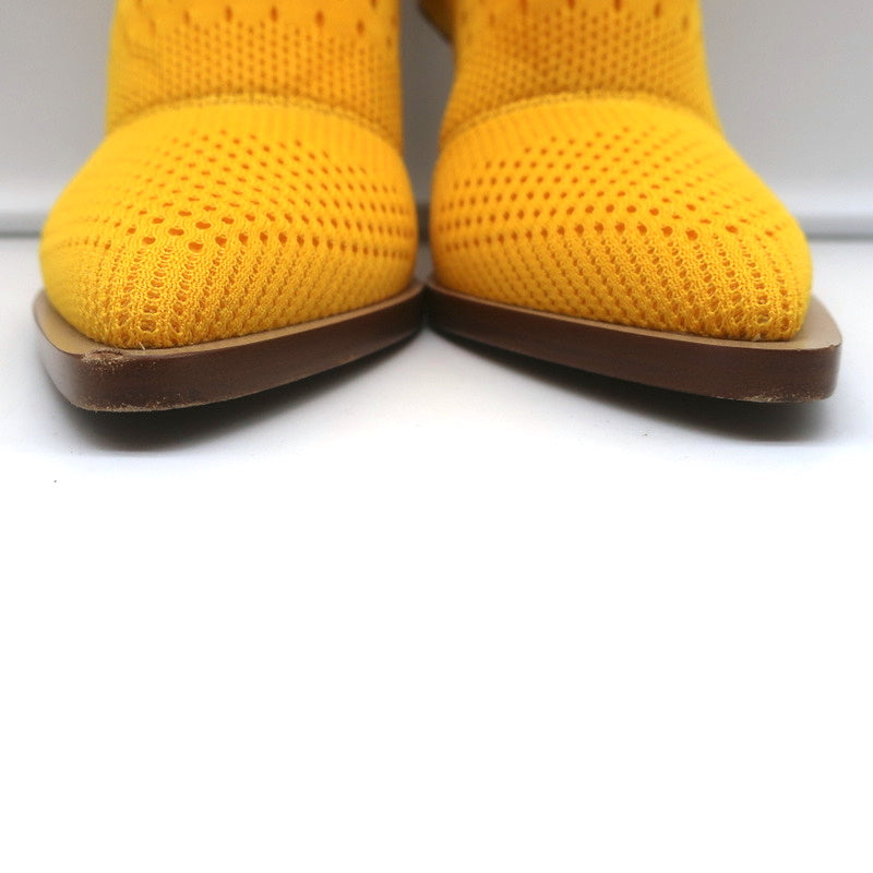 Fendi FFrame Jacquard Mesh Knit Ankle Boots Yellow Size 36 Pointed Toe Heel product image 4, provided for visual reference