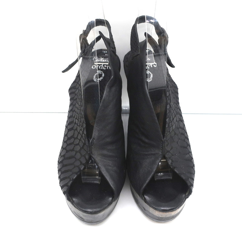 Calleen Cordero Platform Wedge Sandals Felipa Black Snake-Print Leather Size 6 product image 4, provided for visual