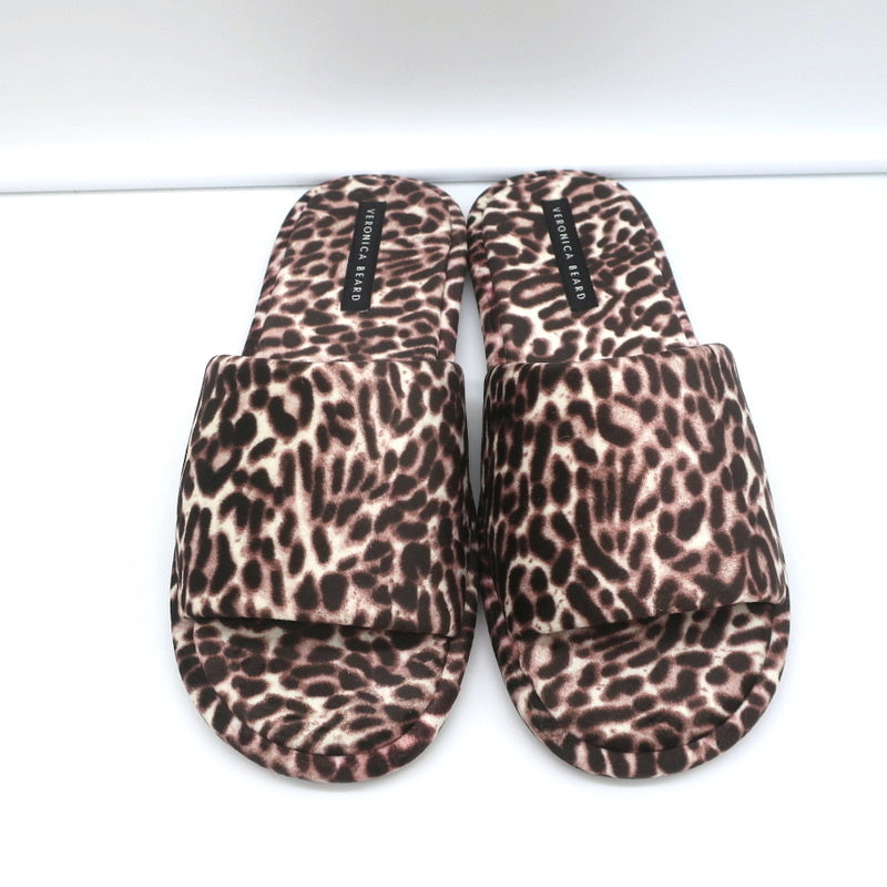 Veronica Beard Slipper Sandals Gillian White/Espresso Leopard Print Size 8 NEW product image 4, provided for visual