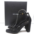 Saint Laurent Loulou Crisscross Sandals Black Suede Size 37.5 Ankle Strap Heels product image 1, provided for visual