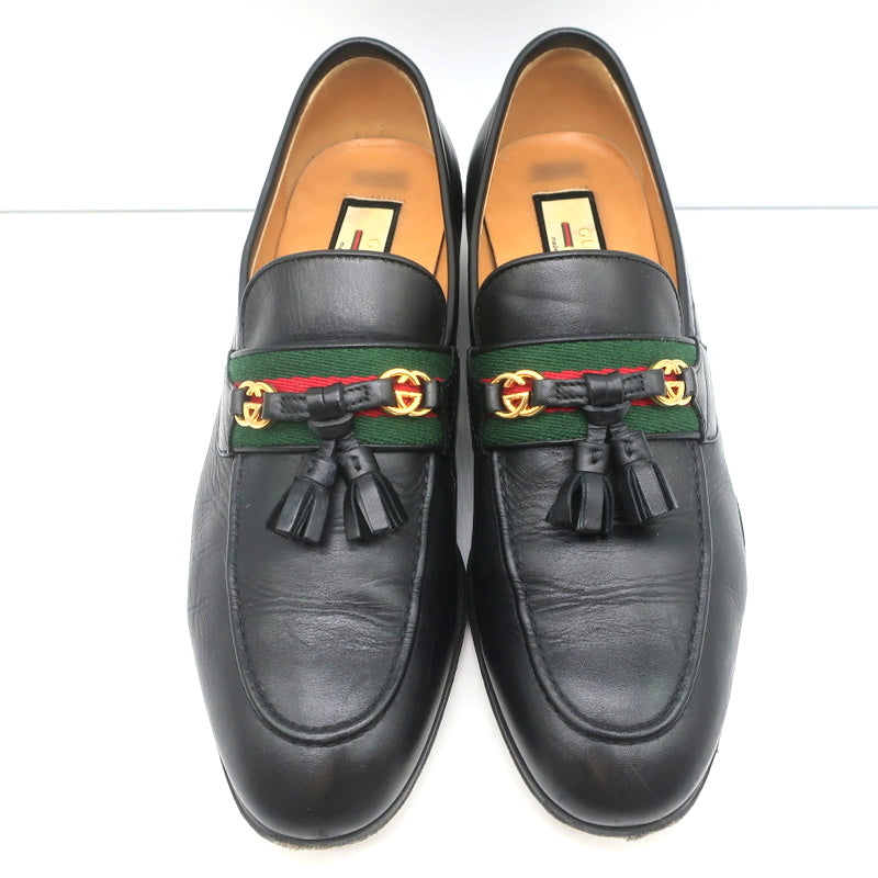 Gucci Paride GG Tassel Loafers Black Leather Size 37.5 product image 4, provided for visual reference and product detail