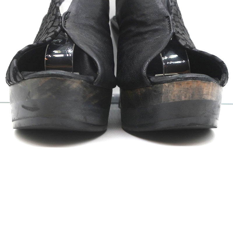 Calleen Cordero Platform Wedge Sandals Felipa Black Snake-Print Leather Size 6 product image 5, provided for visual