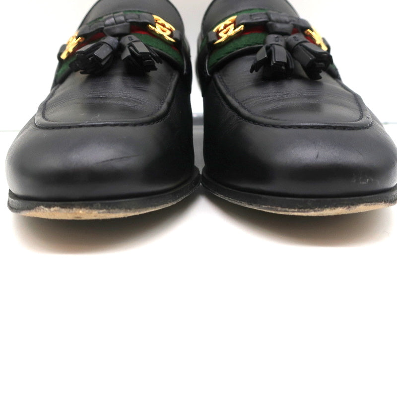Gucci Paride GG Tassel Loafers Black Leather Size 37.5 product image 5, provided for visual reference and product detail