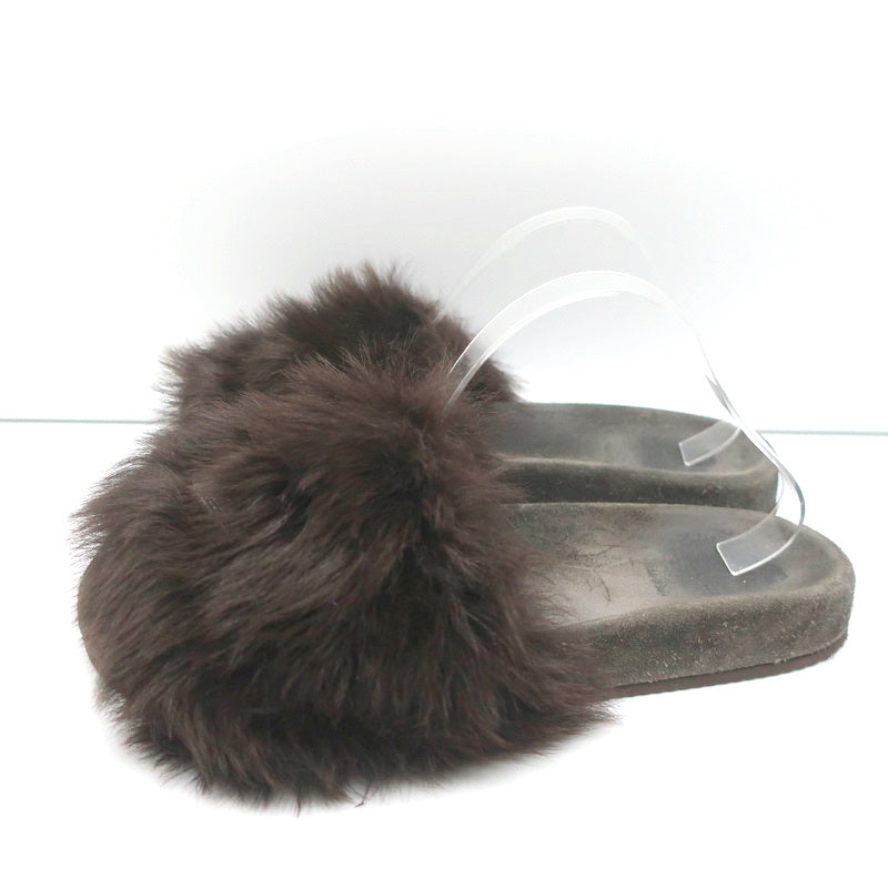 Brunello Cucinelli Monili-Trimmed Fur Slide Sandals Brown/Gray Size 41 product image 5, provided for visual reference and