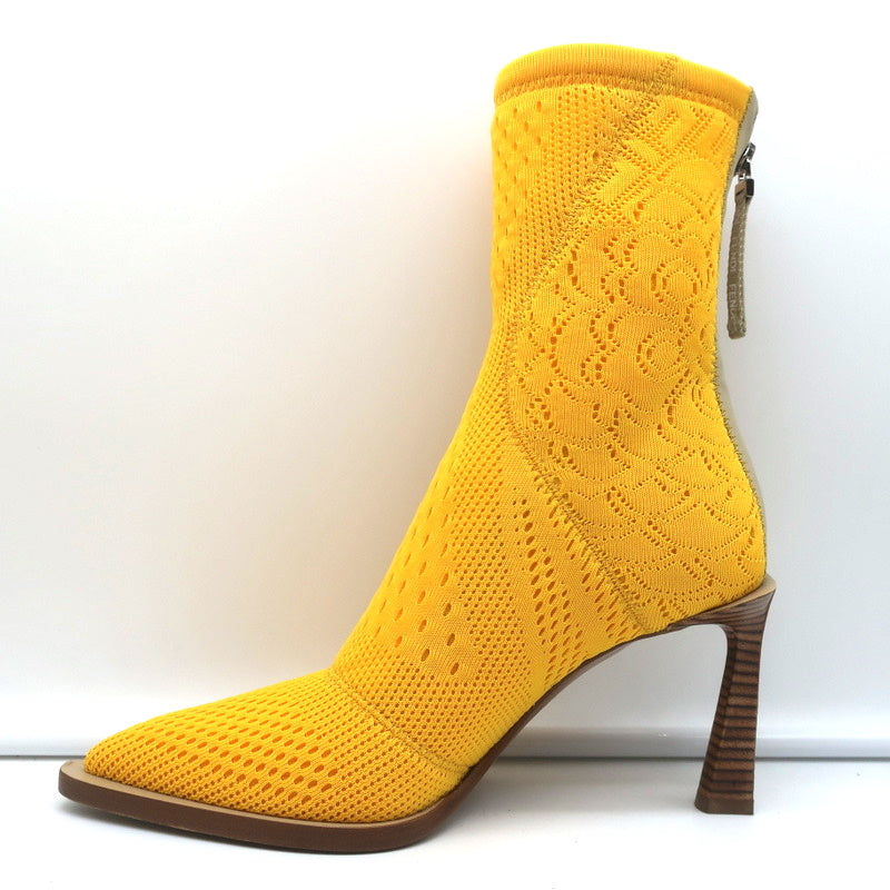 Fendi FFrame Jacquard Mesh Knit Ankle Boots Yellow Size 36 Pointed Toe Heel product image 6, provided for visual reference