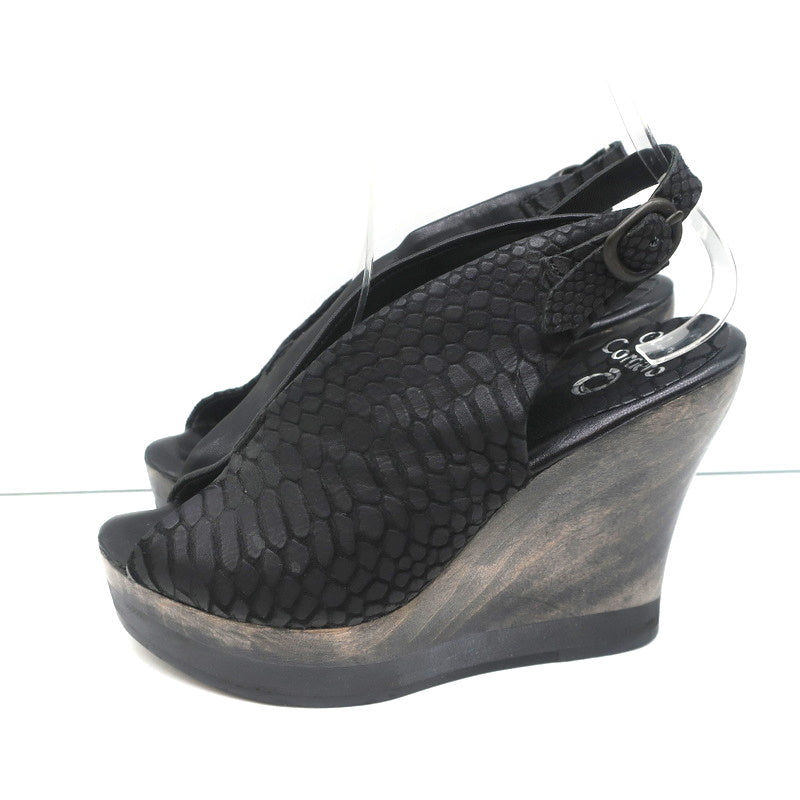 Calleen Cordero Platform Wedge Sandals Felipa Black Snake-Print Leather Size 6 product image 6, provided for visual