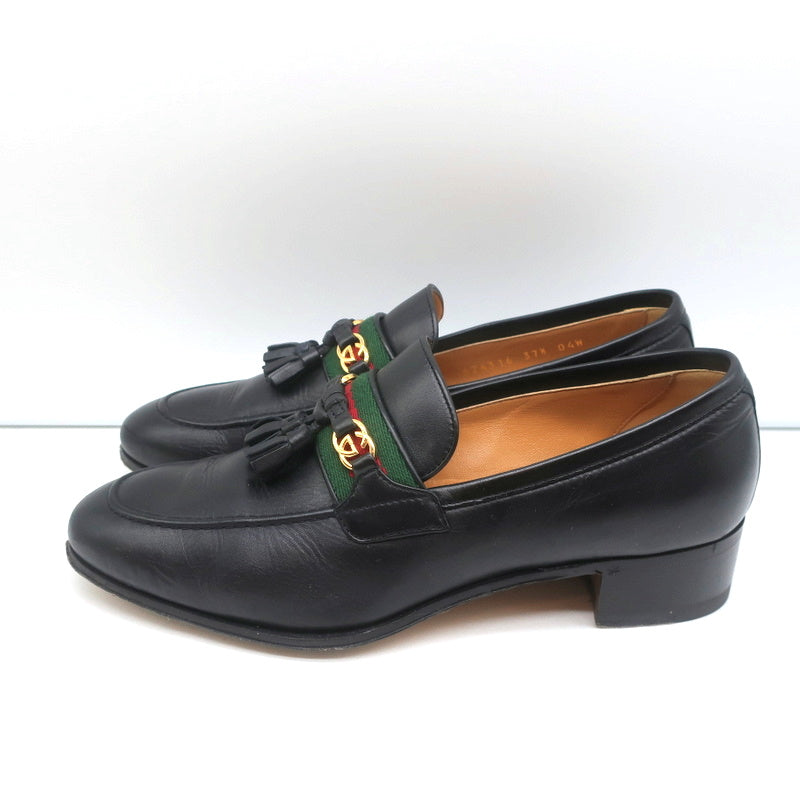 Gucci Paride GG Tassel Loafers Black Leather Size 37.5 product image 6, provided for visual reference and product detail