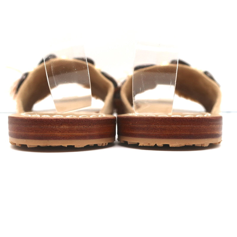 Mystique Shell-Embellished Fringed Slide Sandals Beige Suede Size 7 NEW product image 7, provided for visual reference and