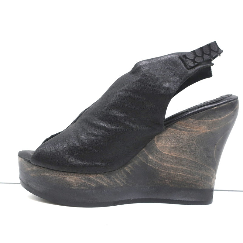 Calleen Cordero Platform Wedge Sandals Felipa Black Snake-Print Leather Size 6 product image 7, provided for visual