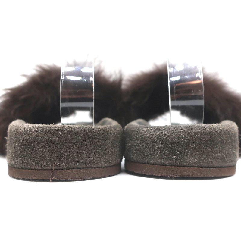 Brunello Cucinelli Monili-Trimmed Fur Slide Sandals Brown/Gray Size 41 product image 7, provided for visual reference and