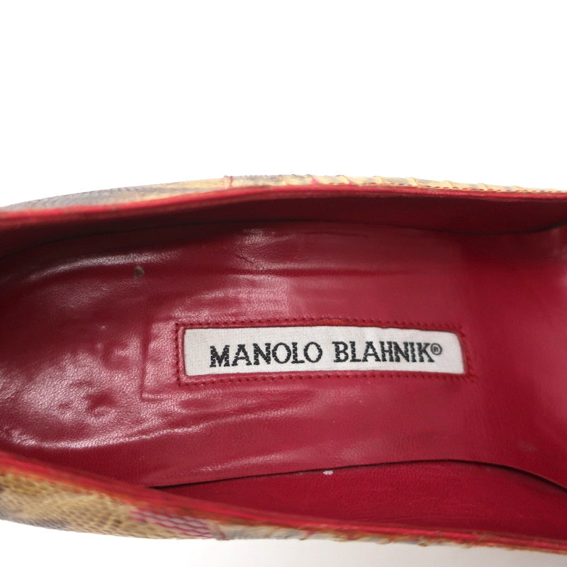 Manolo Blahnik BB Lizard Pumps Red/Beige Size 37 Pointed Toe Heels product image 8, provided for visual reference and