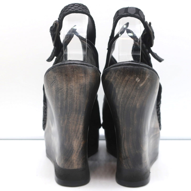 Calleen Cordero Platform Wedge Sandals Felipa Black Snake-Print Leather Size 6 product image 9, provided for visual