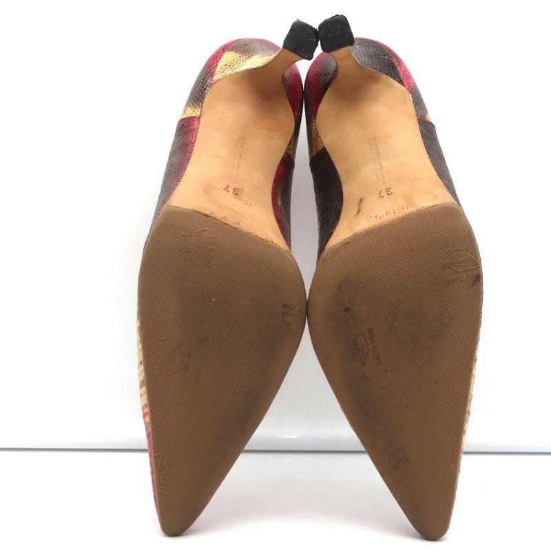 Manolo Blahnik BB Lizard Pumps Red/Beige Size 37 Pointed Toe Heels product image 9, provided for visual reference and