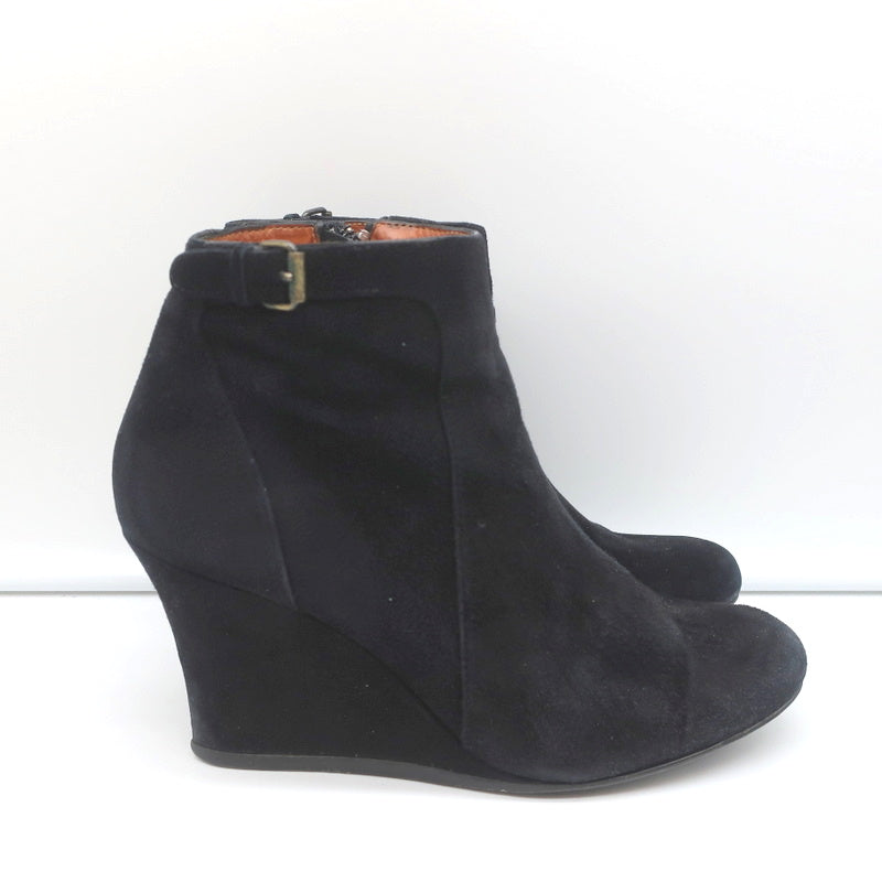 Lanvin Wedge Ankle Boots Black Suede Size 37 product image 2, provided for visual reference and product detail review