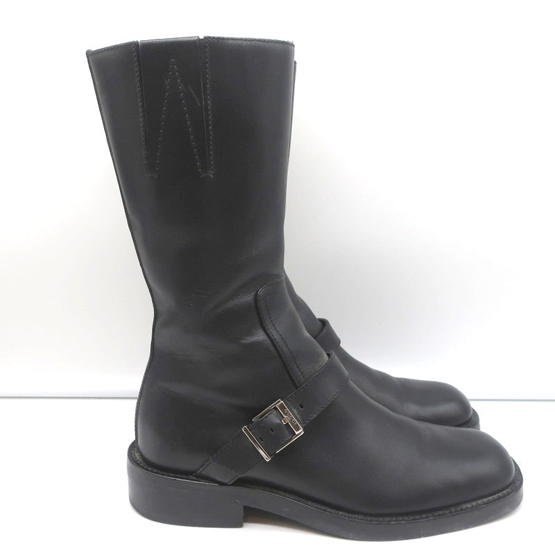 Gucci Mid-Calf Motorcycle Boots Black Leather Size 6 product image 2, provided for visual reference and product detail review