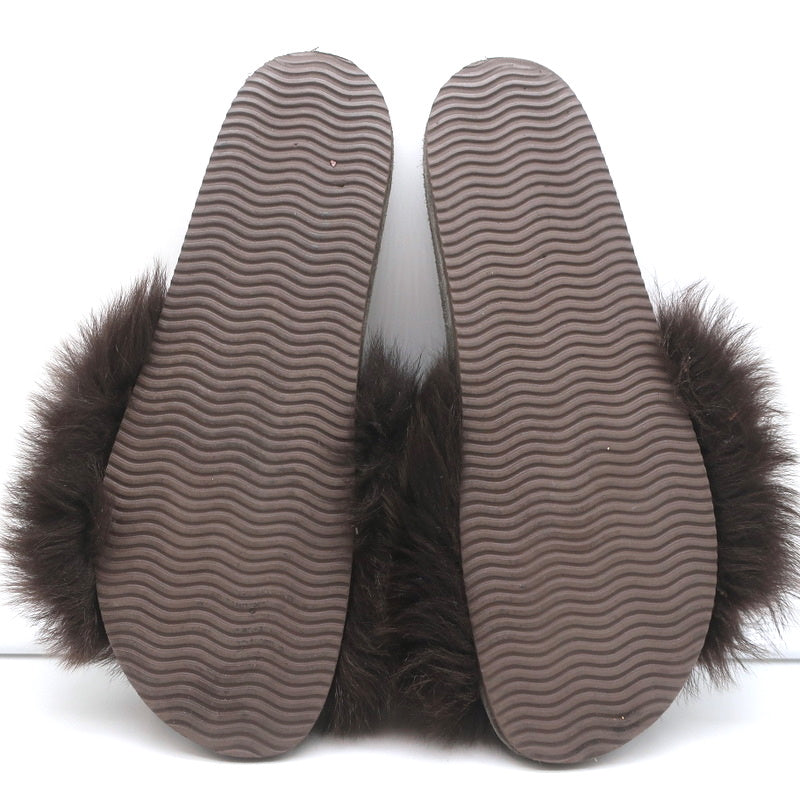 Brunello Cucinelli Monili-Trimmed Fur Slide Sandals Brown/Gray Size 41 product image 10, provided for visual reference and