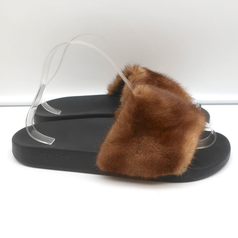 Givenchy Mink Fur Slide Sandals Brown Size 41 product image 2, provided for visual reference and product detail review