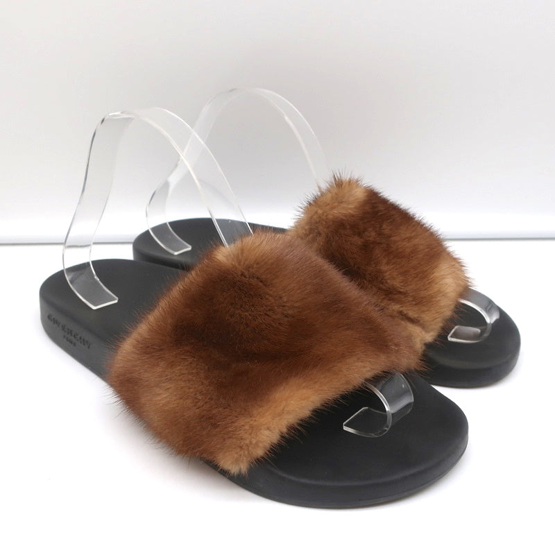 Givenchy Mink Fur Slide Sandals Brown Size 41 product image 1, provided for visual reference and product detail review