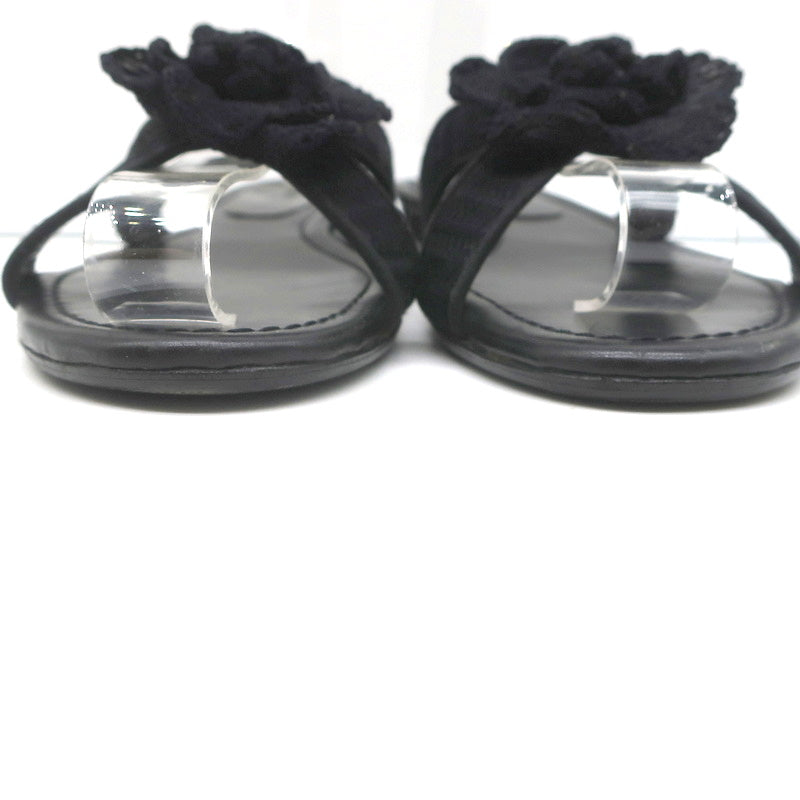Crochet Camellia Crisscross Slide Sandals Black Size 37.5 product image 5, provided for visual reference and product detail