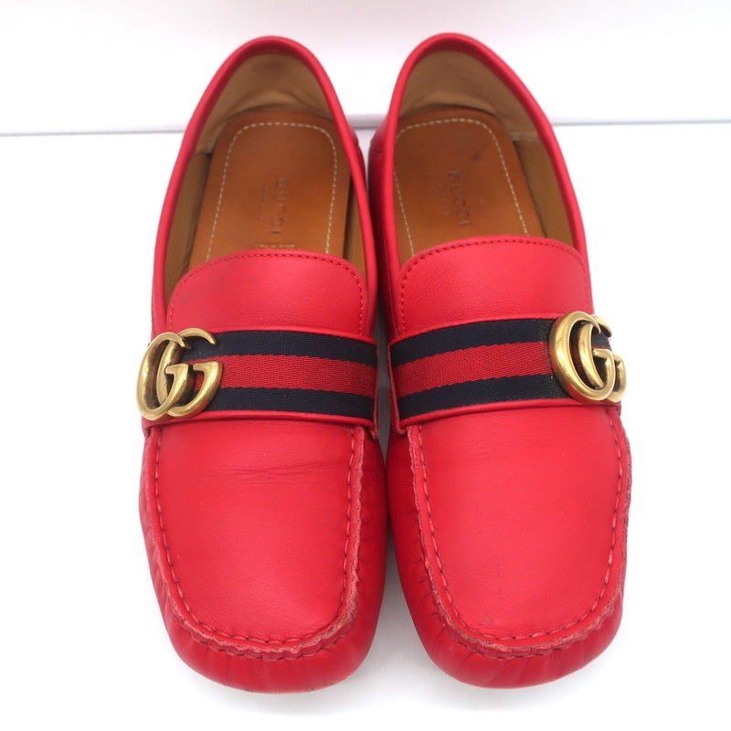Gucci GG Marmont Web Driver Loafers Red Leather Size 38.5 product image 3, provided for visual reference and product detail