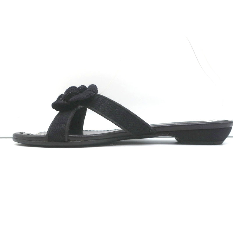 Crochet Camellia Crisscross Slide Sandals Black Size 37.5 product image 7, provided for visual reference and product detail