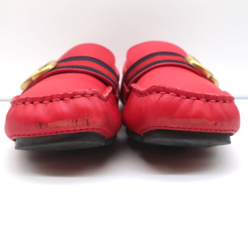 Gucci GG Marmont Web Driver Loafers Red Leather Size 38.5 product image 5, provided for visual reference and product detail