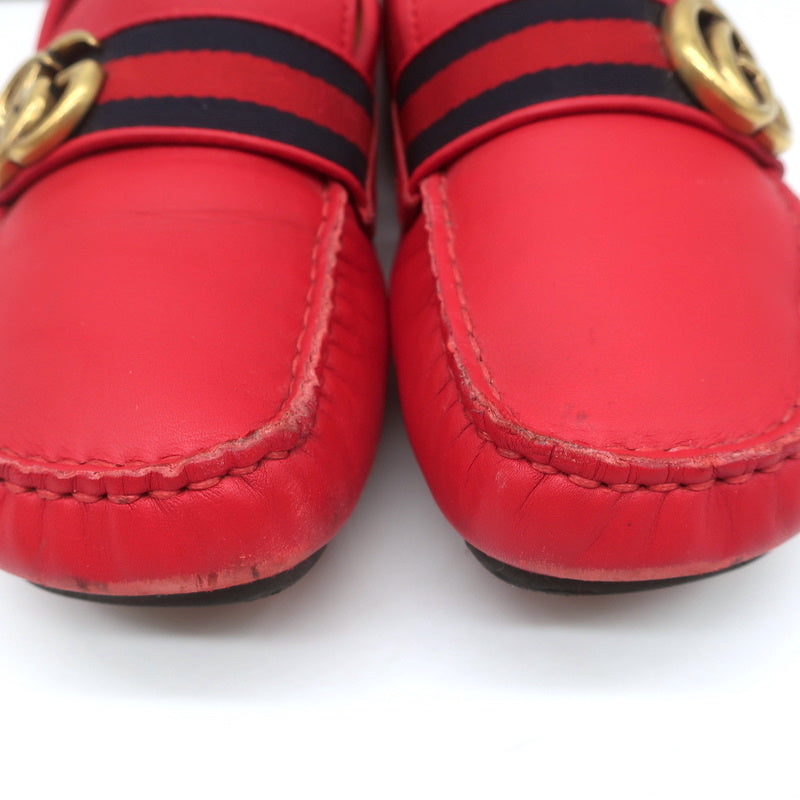 Gucci GG Marmont Web Driver Loafers Red Leather Size 38.5 product image 4, provided for visual reference and product detail