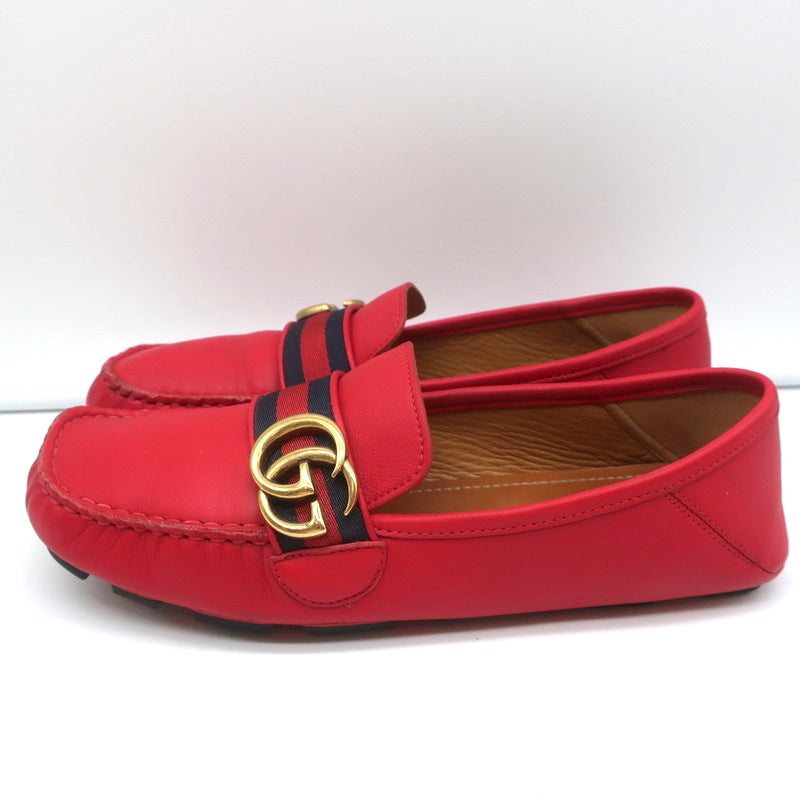 Gucci GG Marmont Web Driver Loafers Red Leather Size 38.5 product image 6, provided for visual reference and product detail