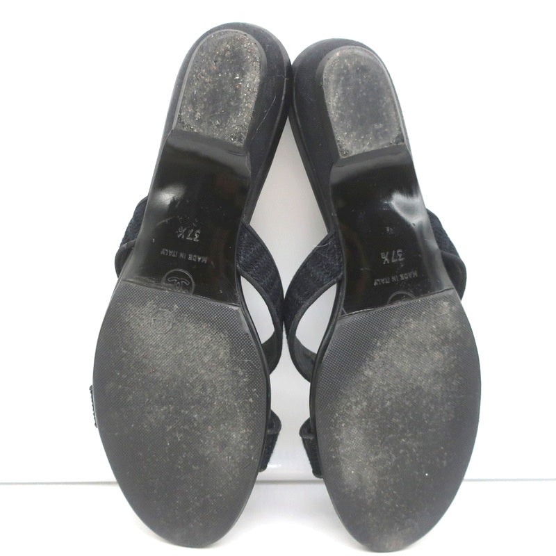 Crochet Camellia Crisscross Slide Sandals Black Size 37.5 product image 10, provided for visual reference and product detail