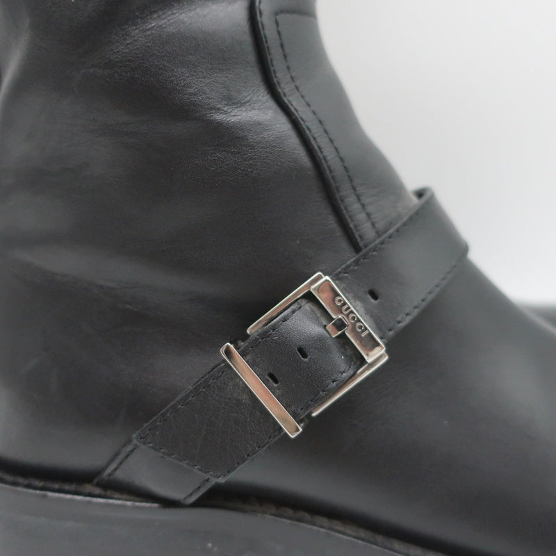 Gucci Mid-Calf Motorcycle Boots Black Leather Size 6 product image 3, provided for visual reference and product detail review
