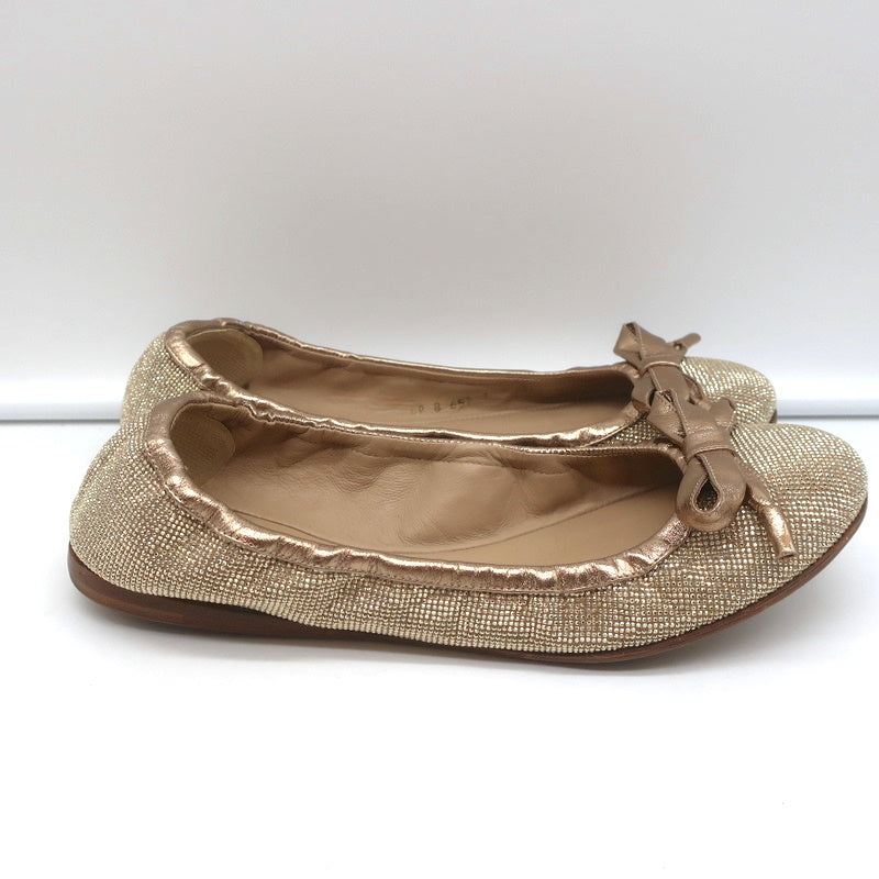 Valentino Garavani Studded Bow Ballet Flats Gold Size 37.5 product image 2, provided for visual reference and product detail