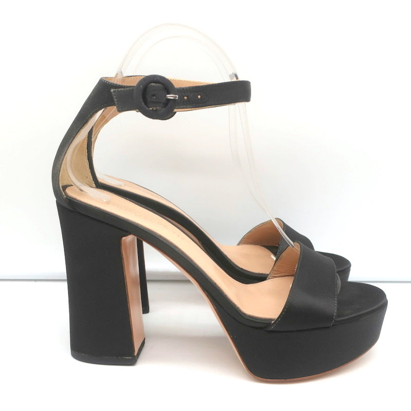 Gianvito Rossi Coco Platform Sandals Dark Brown Satin Size 36.5 Ankle Strap Heel product image 2, provided for visual