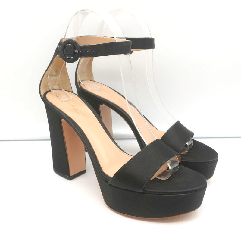 Gianvito Rossi Coco Platform Sandals Dark Brown Satin Size 36.5 Ankle Strap Heel product image 1, provided for visual