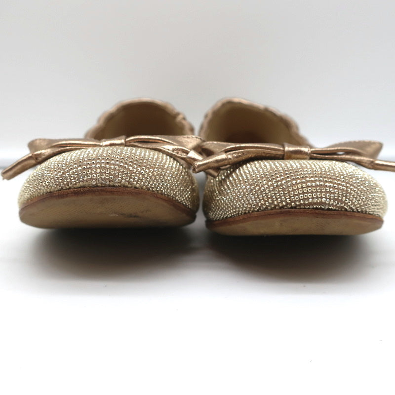Valentino Garavani Studded Bow Ballet Flats Gold Size 37.5 product image 4, provided for visual reference and product detail