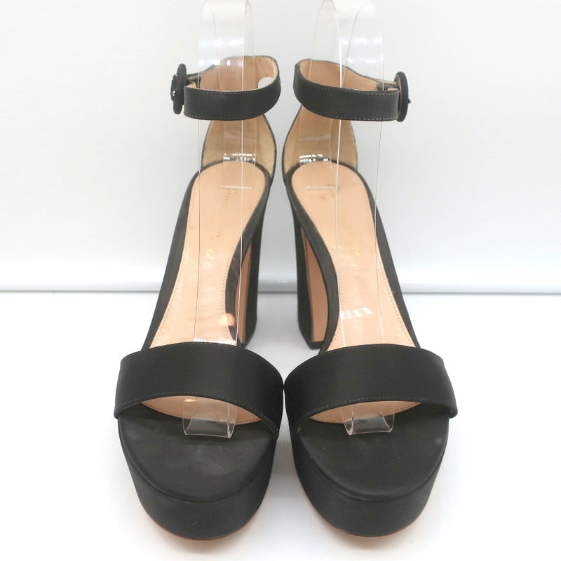 Gianvito Rossi Coco Platform Sandals Dark Brown Satin Size 36.5 Ankle Strap Heel product image 3, provided for visual