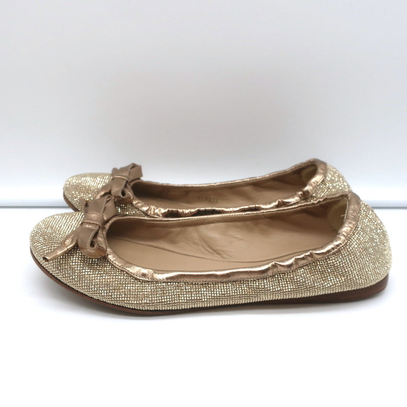 Valentino Garavani Studded Bow Ballet Flats Gold Size 37.5 product image 5, provided for visual reference and product detail