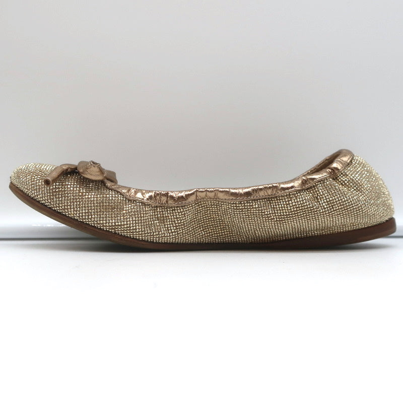 Valentino Garavani Studded Bow Ballet Flats Gold Size 37.5 product image 6, provided for visual reference and product detail