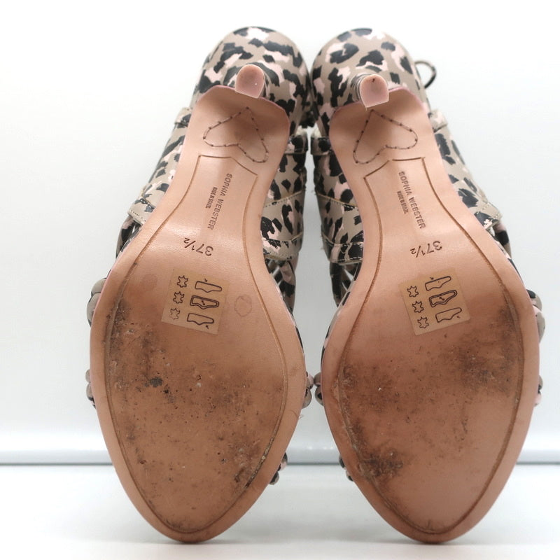 Sophia Webster Lacey Lace-Up Sandals Camo Print Leather Size 37.5 Open Toe Heels product image 10, provided for visual