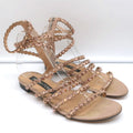 Sergio Rossi Crystal-Embellished Flat Sandals Kimberly Rose Gold Suede Size 39 product image 1, provided for visual