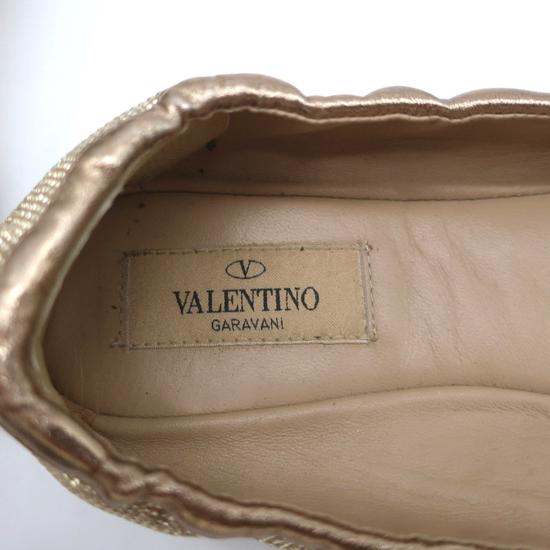 Valentino Garavani Studded Bow Ballet Flats Gold Size 37.5 product image 8, provided for visual reference and product detail