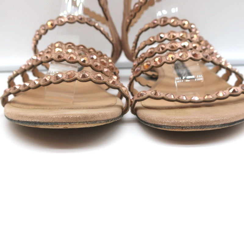 Sergio Rossi Crystal-Embellished Flat Sandals Kimberly Rose Gold Suede Size 39 product image 4, provided for visual