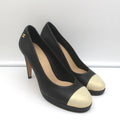 15C Metallic Cap Toe Platform Pumps Black/Gold Buffalo Leather Size 38 product image 1, provided for visual reference and