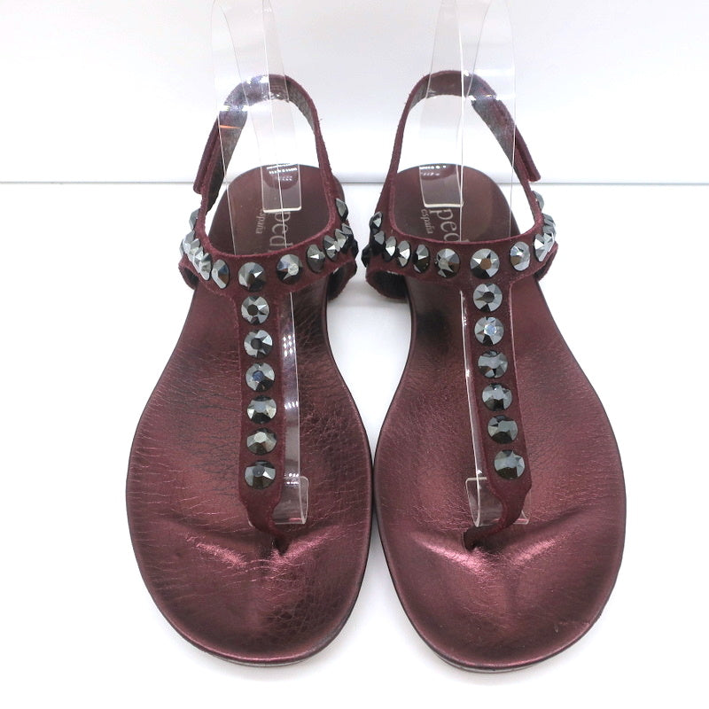 Pedro Garcia Judith Crystal Studded Thong Sandals Burgundy Suede Size 38.5 product image 3, provided for visual reference