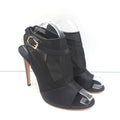 Gianvito Rossi Peep Toe Slingback Booties Black Satin & Organza Size 40 NEW product image 1, provided for visual reference