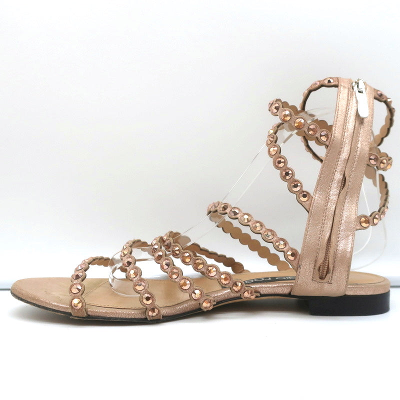 Sergio Rossi Crystal-Embellished Flat Sandals Kimberly Rose Gold Suede Size 39 product image 6, provided for visual